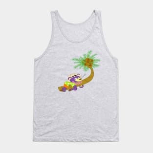 Mr.purple bear is lying down on the coconut tree,lazy summer,lazy bear Tank Top